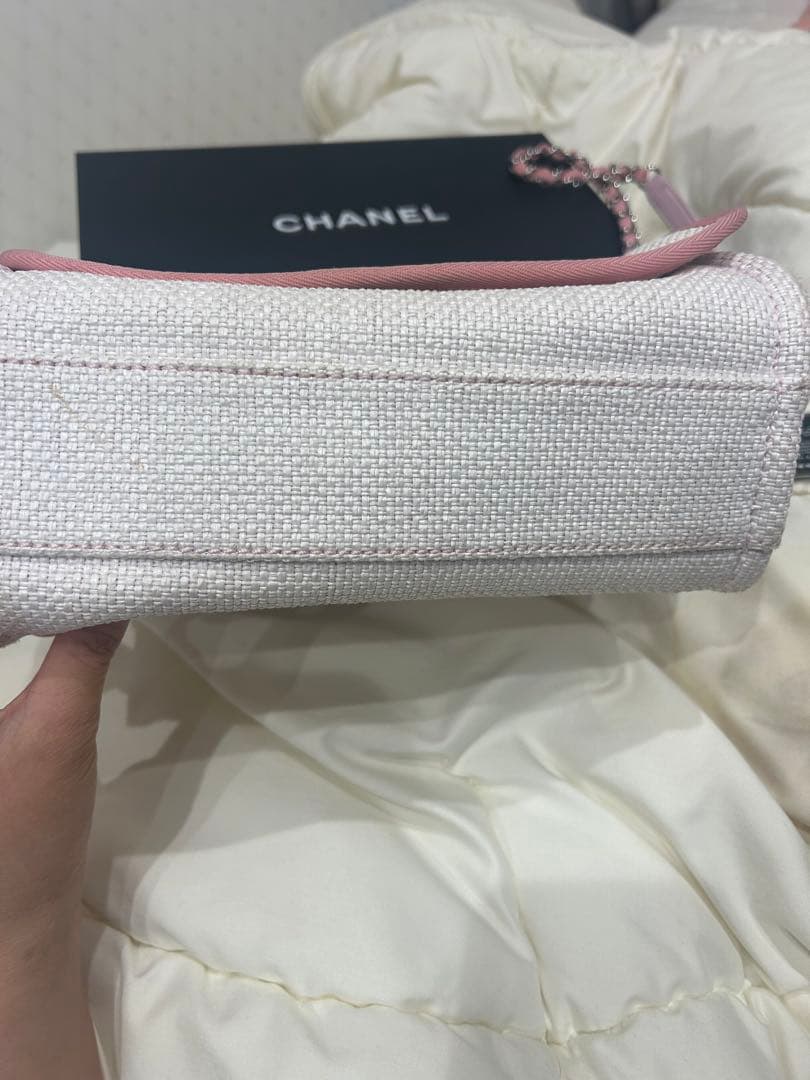 ら*む様 シャネル ドーヴィル Wチェーン ストロー ラフィア ショルダー バッ