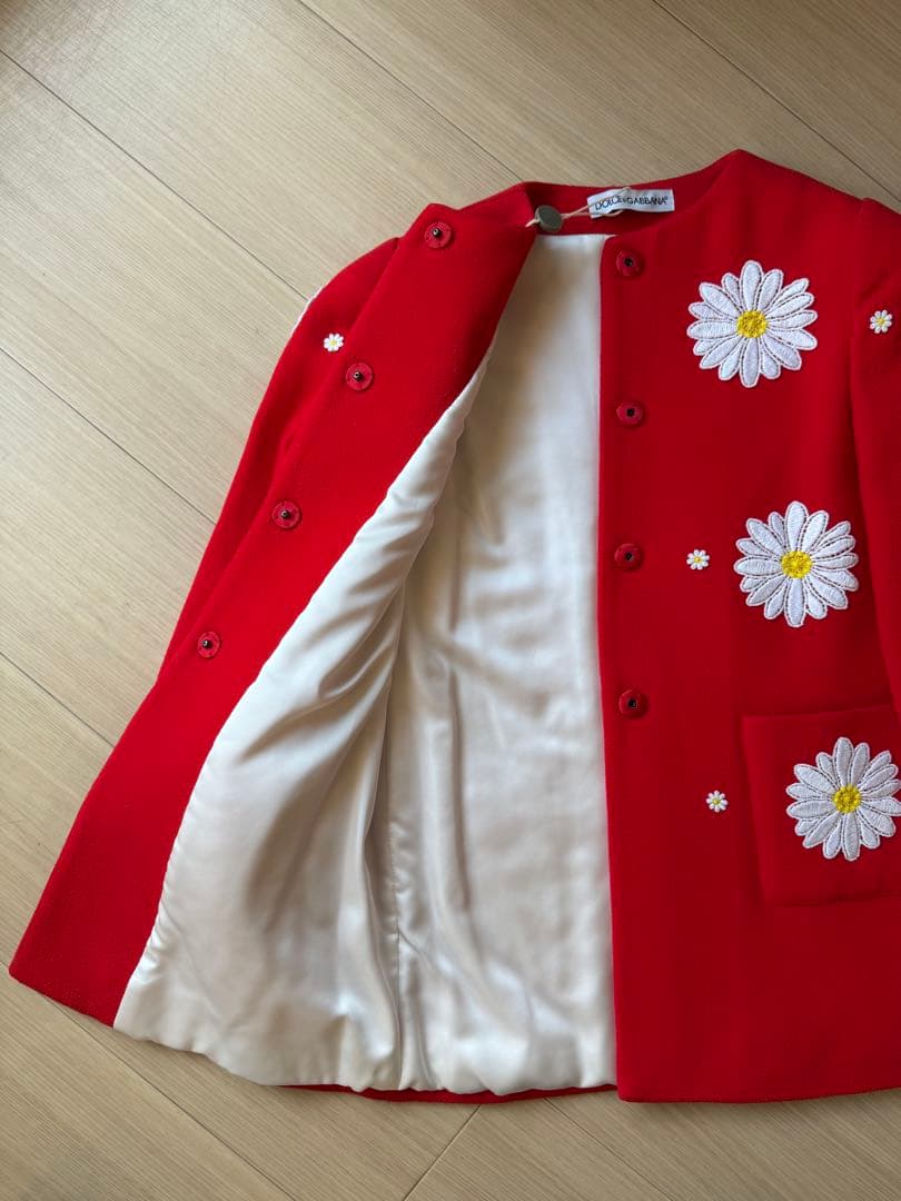 DOLCE&GABBANA 花柄刺繍 赤 コート