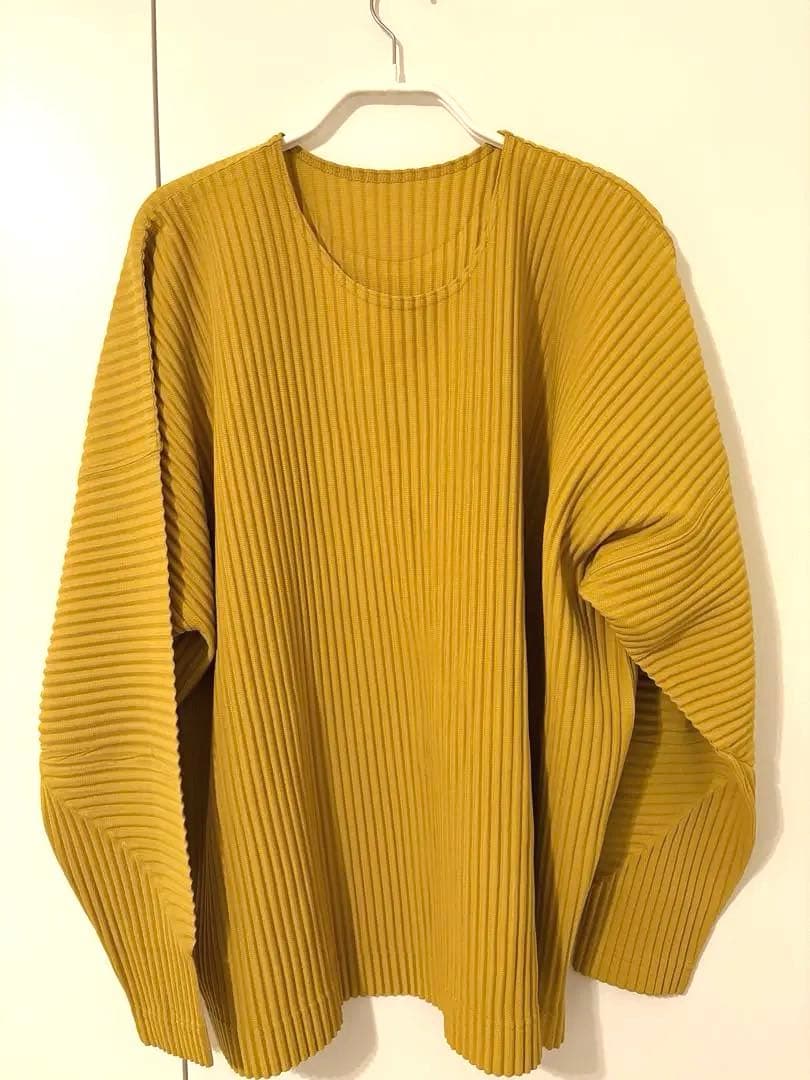 ◆美品 HOMME PLISSE オムプリッセ　ロンT ロングTシャツ イエロー