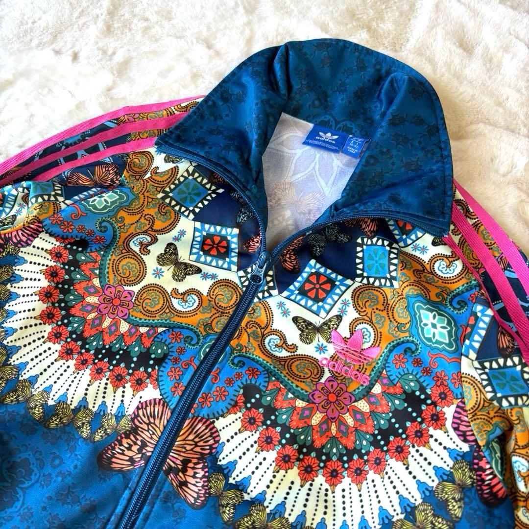 adidas アディダス　L トラックジャケット　ファイヤーバード￼ 総柄　ロゴ