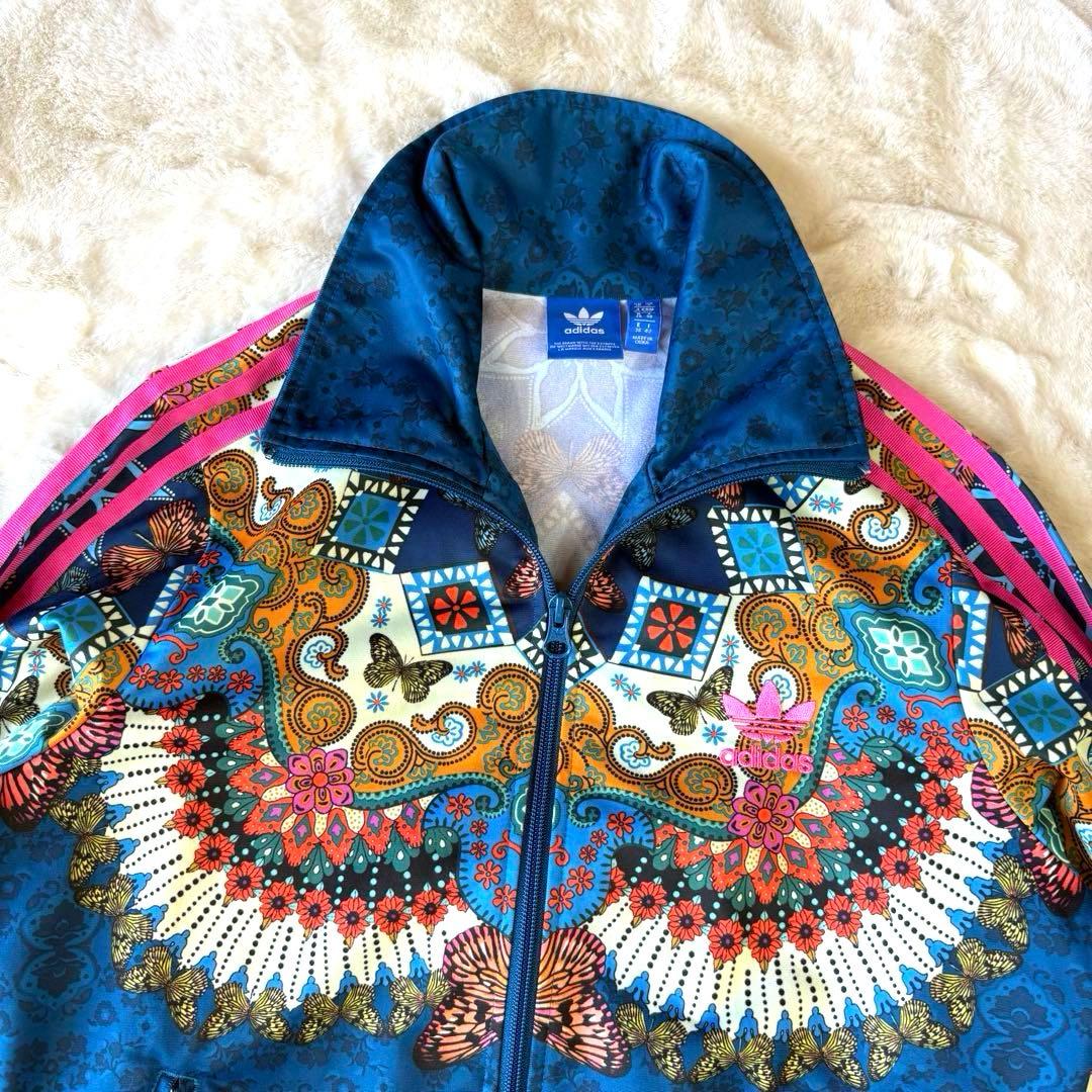 adidas アディダス　L トラックジャケット　ファイヤーバード￼ 総柄　ロゴ