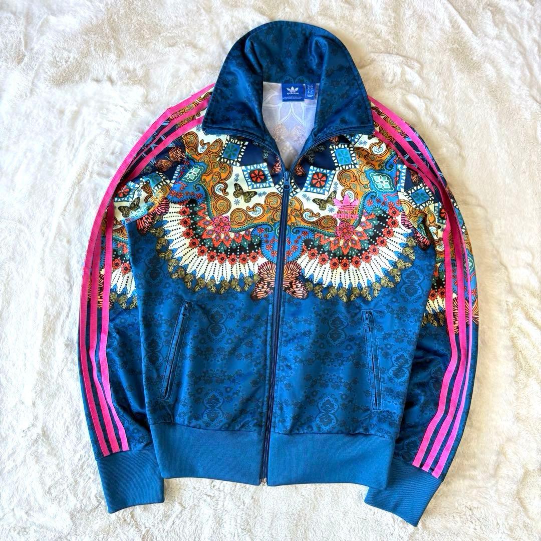 adidas アディダス　L トラックジャケット　ファイヤーバード￼ 総柄　ロゴ