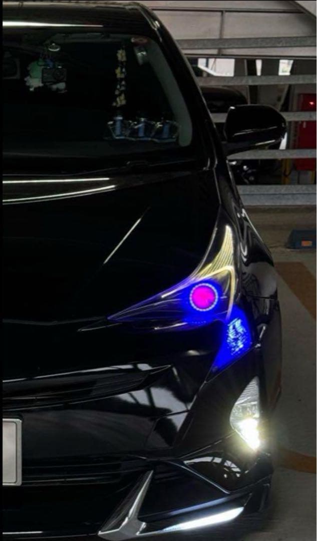 送料込 激安 プリウス50 ヘッドライト イカリング RGB インナーブラック