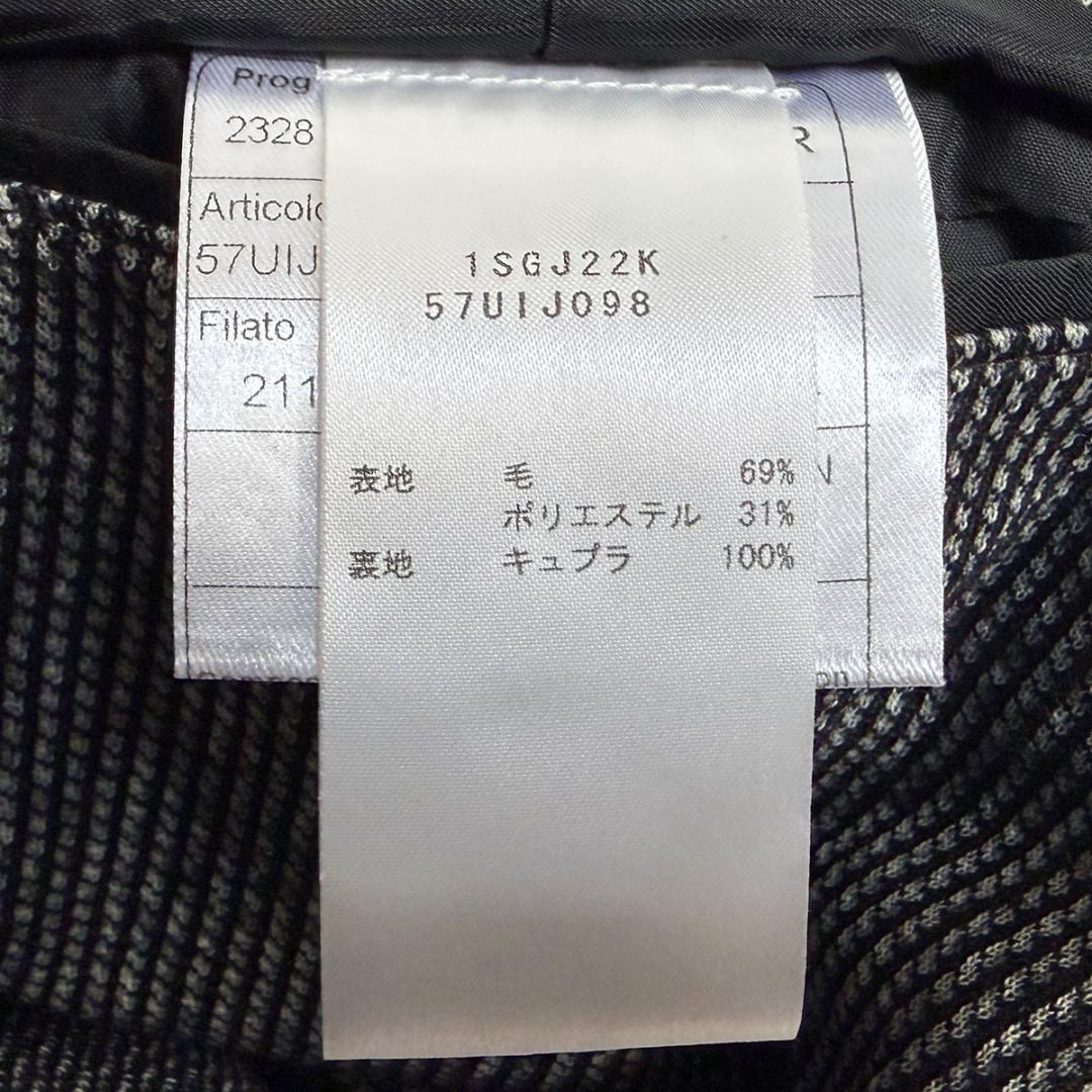J7123 美品 タリアトーレ フランネルアンコンジャケット 黒×ホワイト 46