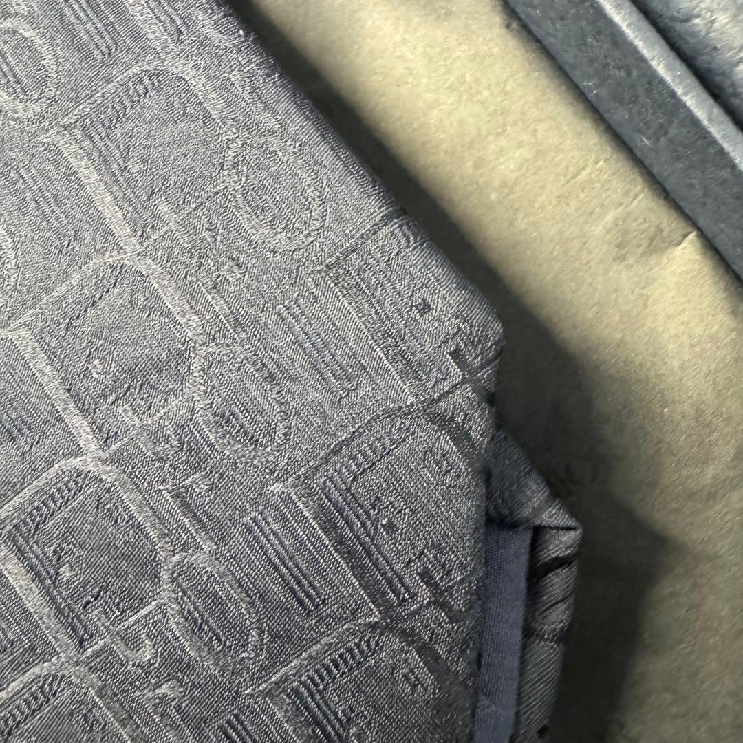 名作 クリスチャンディオール トロッター柄 ロゴ 総柄 ネクタイ ネイビー 濃紺