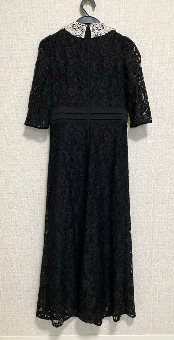 Leja レースビッグカラー花柄ワンピースドレス　オケージョンドレス　Ｓサイズ