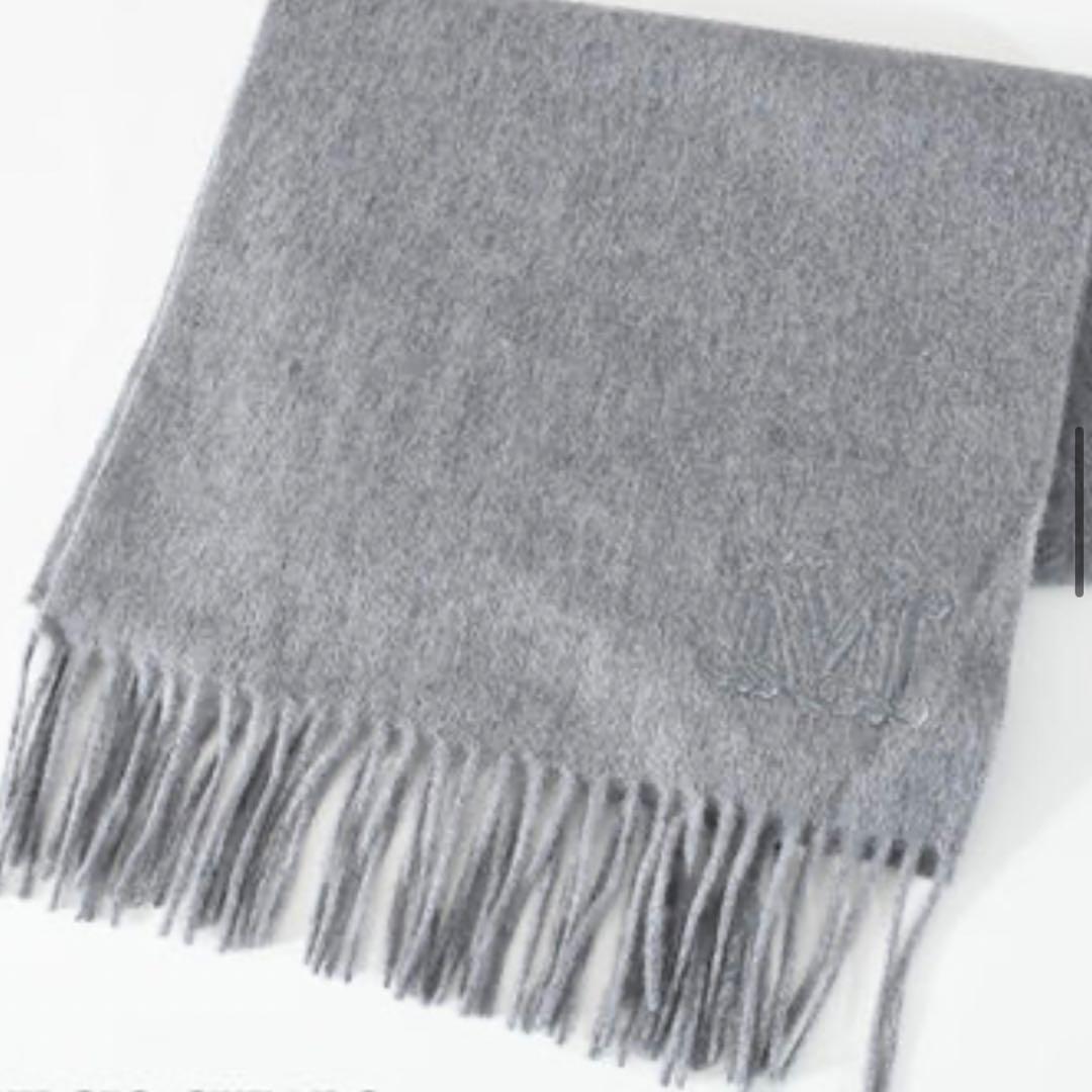 グレー 100%ピュアカシミア マフラー 198cm