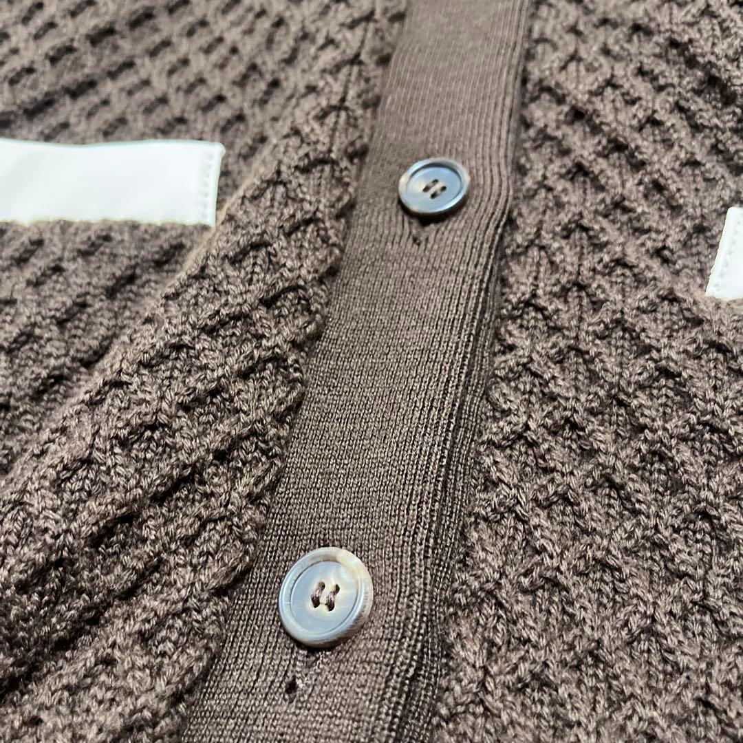 白玉　　ニット、レザー　切り替え　ドッキング　スタジャン　羊革