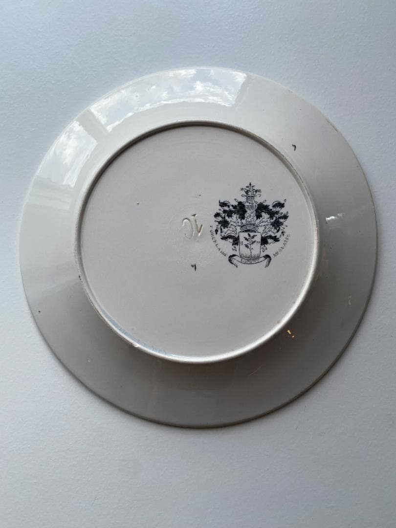 【希少】フランス アンティーク ロンウィ グリザイユ ポルカ ケーキ皿 平皿