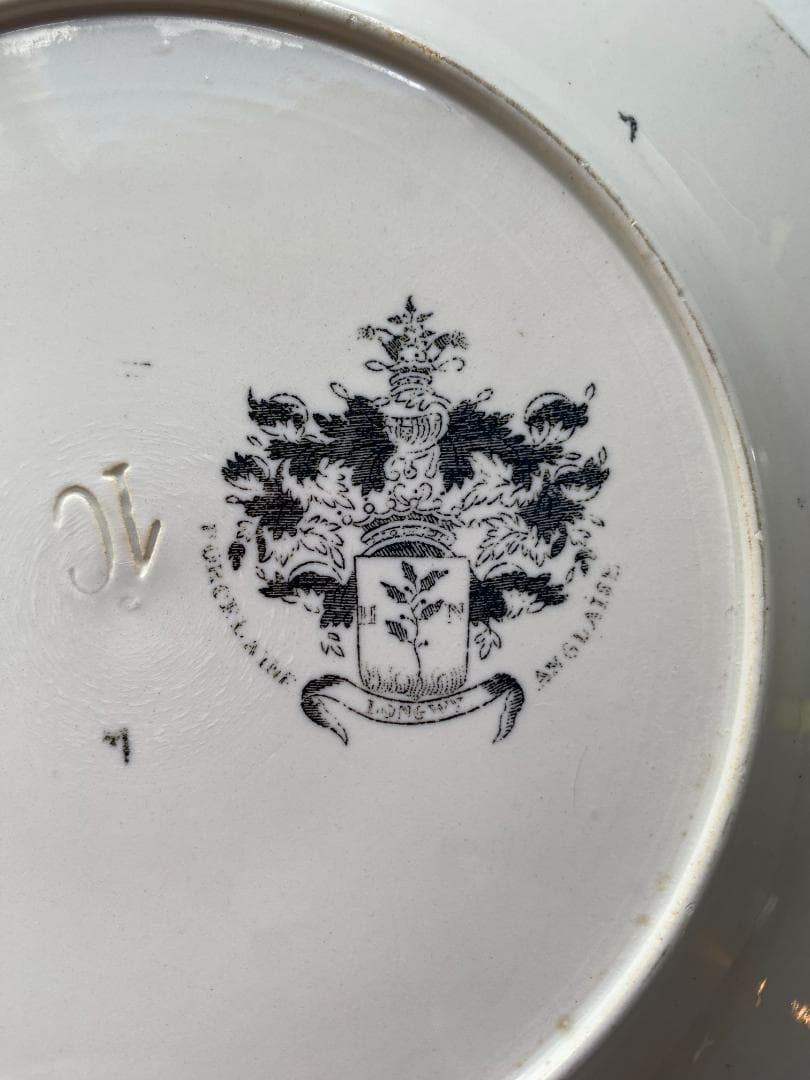 【希少】フランス アンティーク ロンウィ グリザイユ ポルカ ケーキ皿 平皿