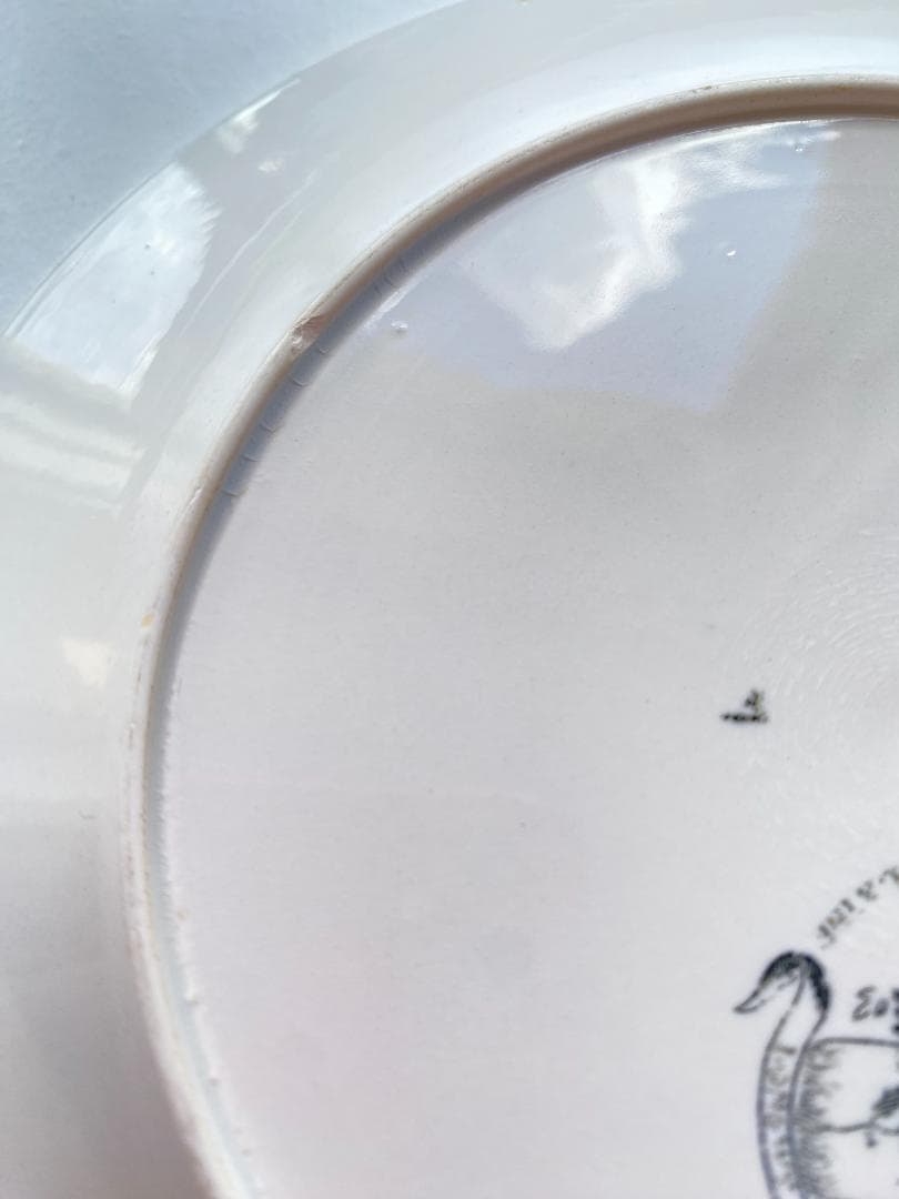 【希少】フランス アンティーク ロンウィ グリザイユ ポルカ ケーキ皿 平皿