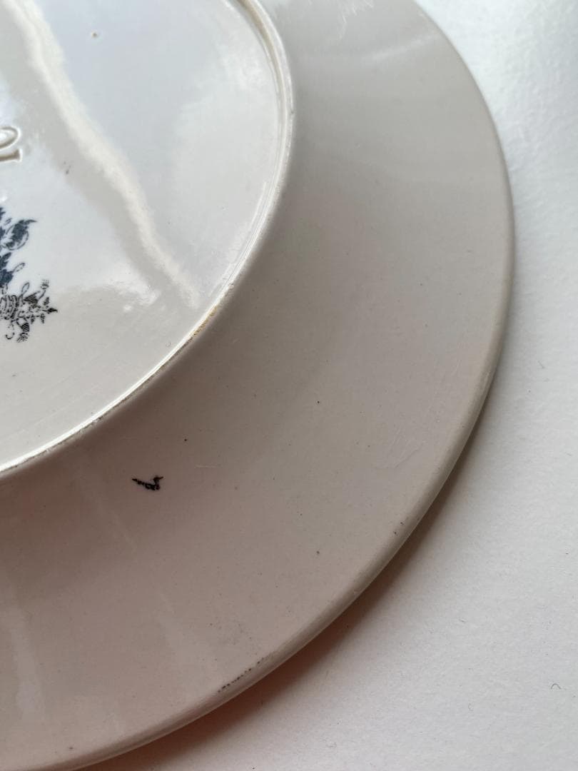 【希少】フランス アンティーク ロンウィ グリザイユ ポルカ ケーキ皿 平皿