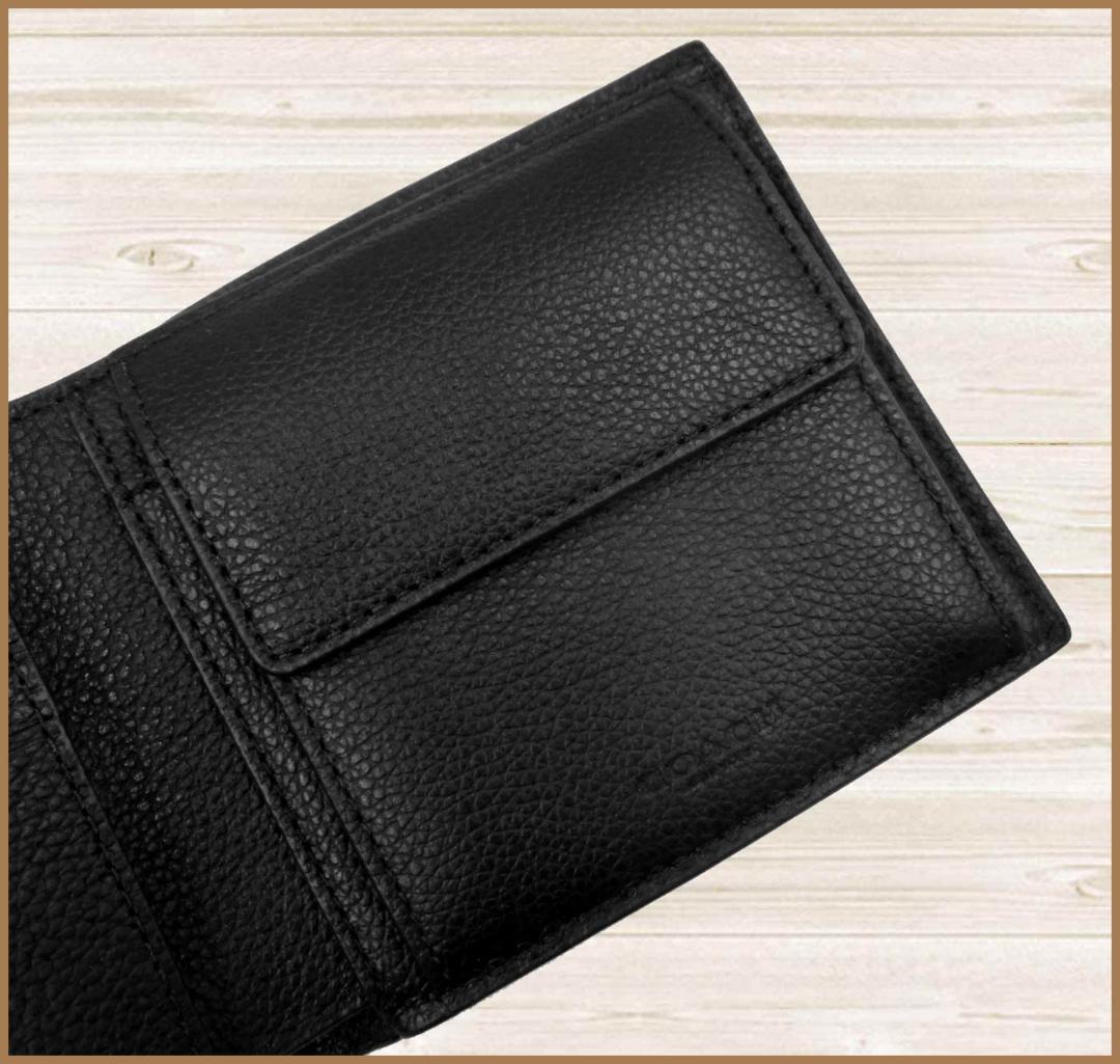 【新品】コーチCOACHスムースカーフレザー二つ折り財布ウォレット黒アウトレット