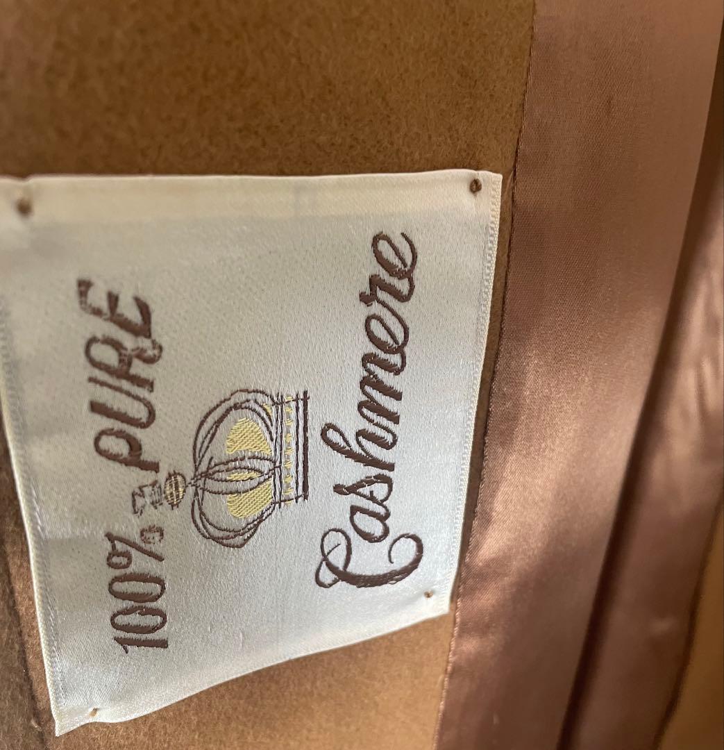 カシミヤ100 ロングガウンコート　女優襟　キャメル