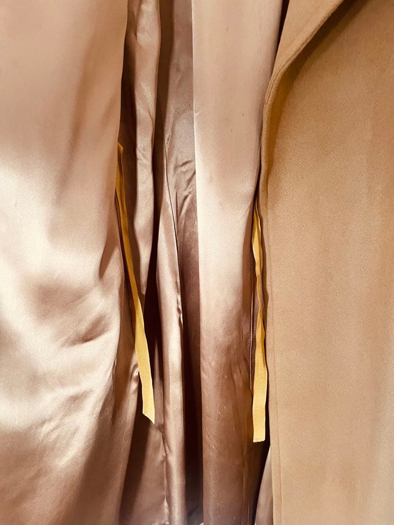 カシミヤ100 ロングガウンコート　女優襟　キャメル