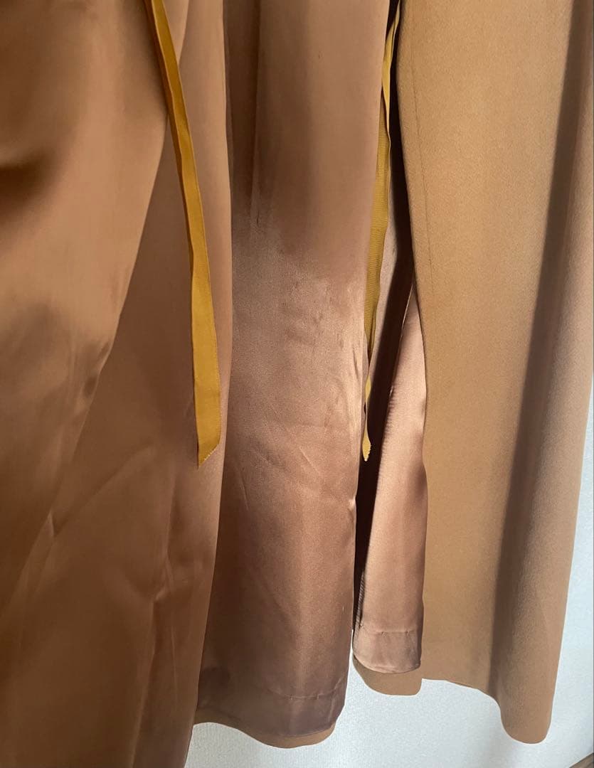 カシミヤ100 ロングガウンコート　女優襟　キャメル