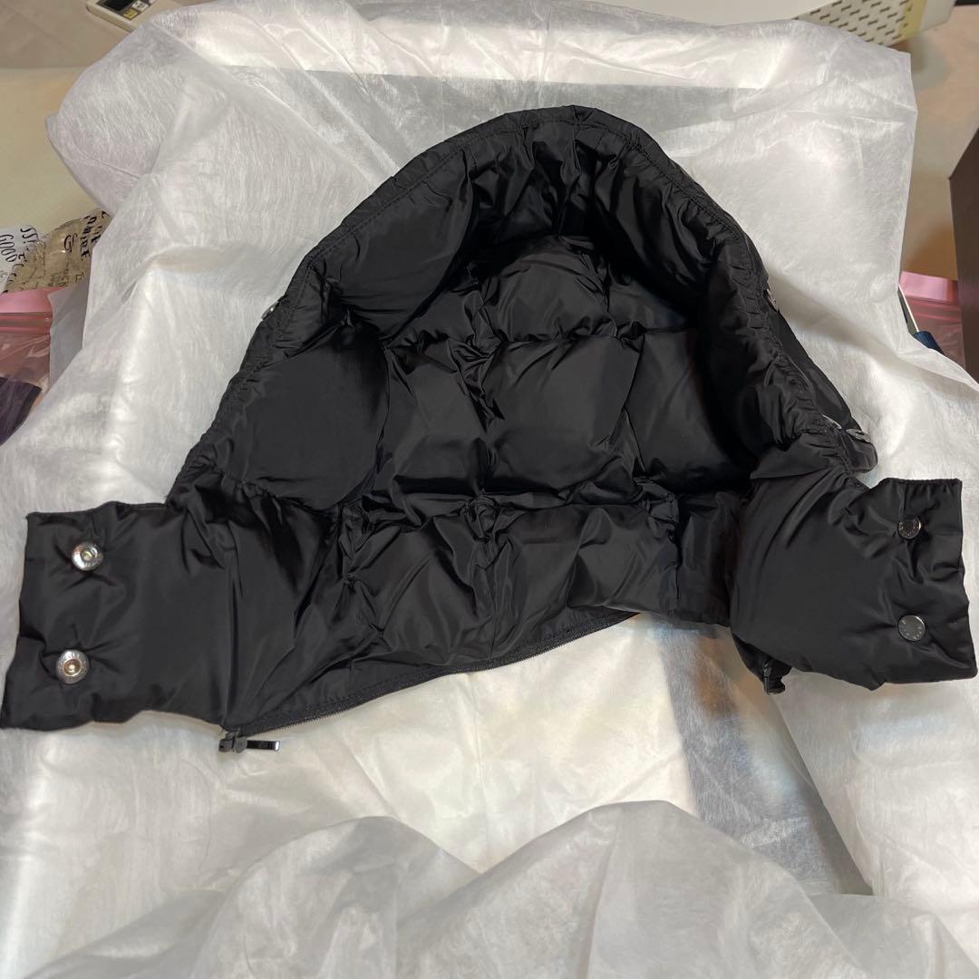 はるちーモンクレール ファーフード付きダウンベスマットな黒フード取り外し可