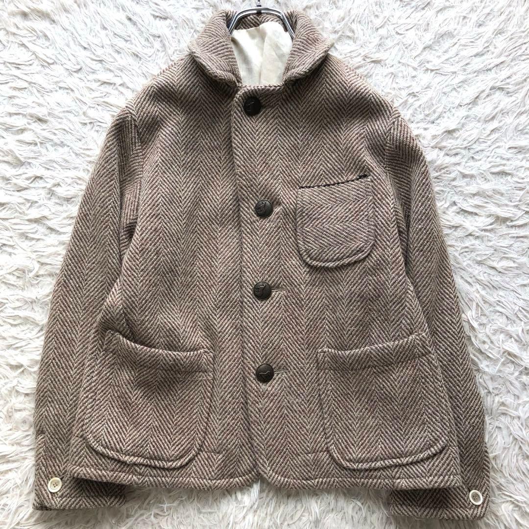 【現行未使用級】45R ツイードメルトンチロリアンジャケット　ヘリンボーン