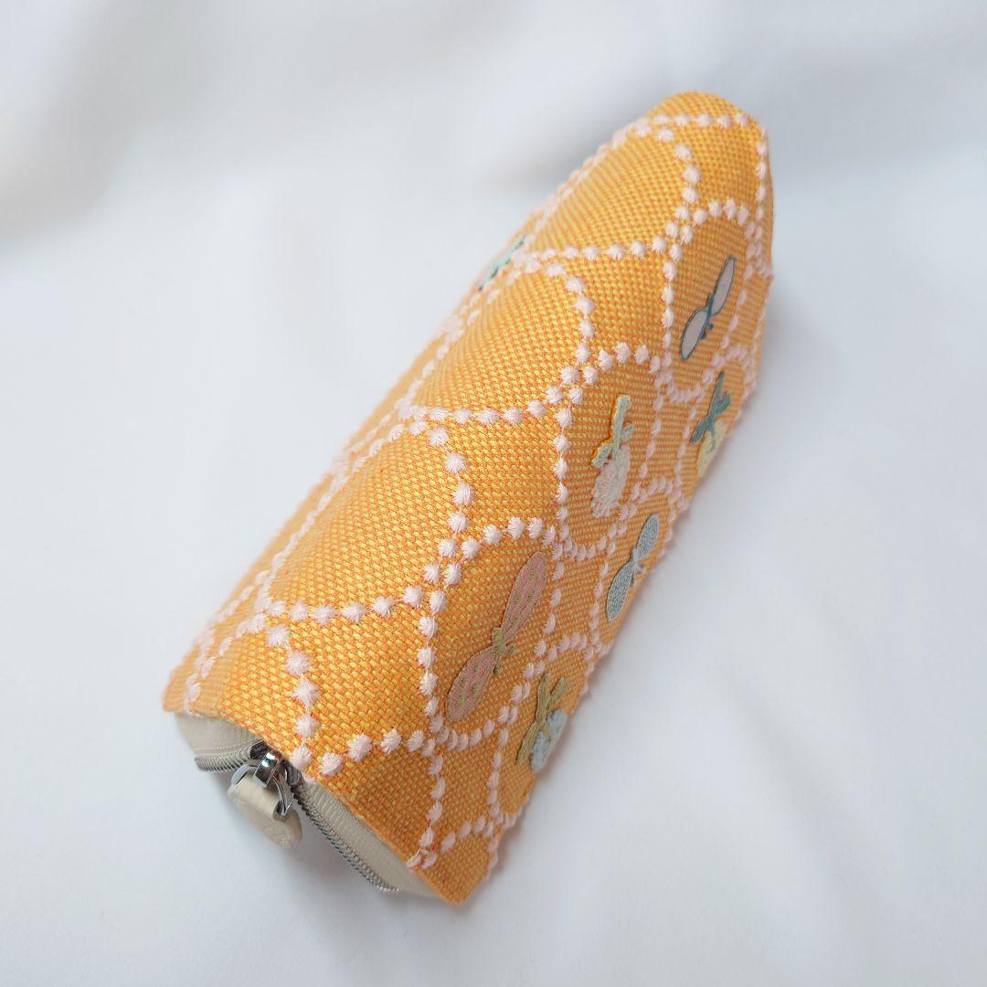 【現品】オレンジ×ピンク タンバリン 本革ギャルソン長財布 ミナペルホネン