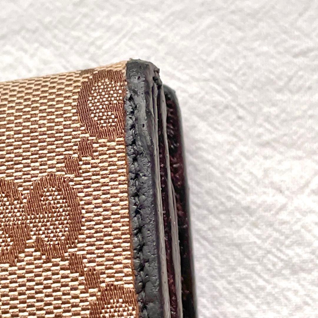 グッチ　長財布　GGキャンバス　ロゴプレート　Wホック　ブラウン　1118-④