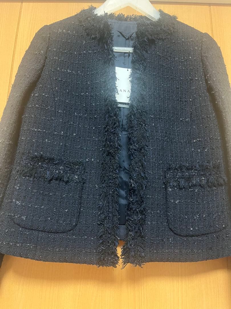 アナイANAYI ミックスツィードノーカラー ジャケット36