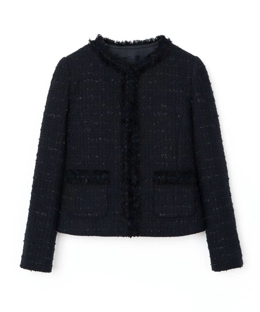 アナイANAYI ミックスツィードノーカラー ジャケット36