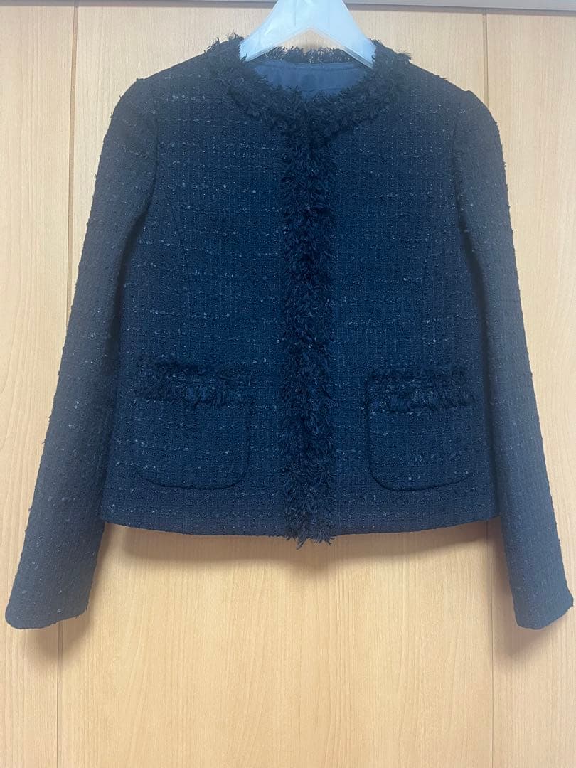 アナイANAYI ミックスツィードノーカラー ジャケット36