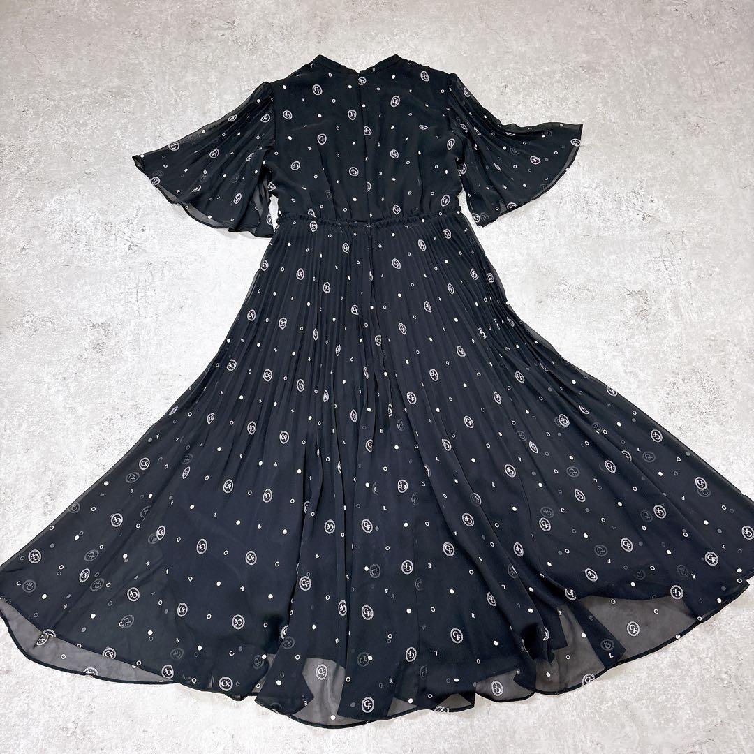 極美品✨セルフォード　ボウタイプリーツワンピース　ロゴ入り　フレア　Aライン