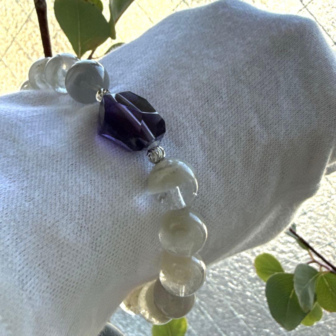 上品❢ホワイトガーデンと宝石質アメトリンのブレス❥