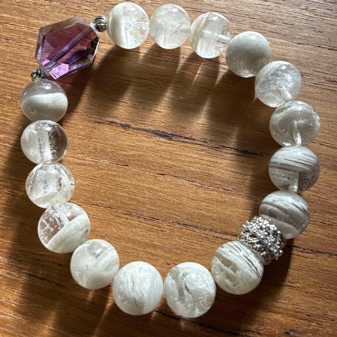 上品❢ホワイトガーデンと宝石質アメトリンのブレス❥