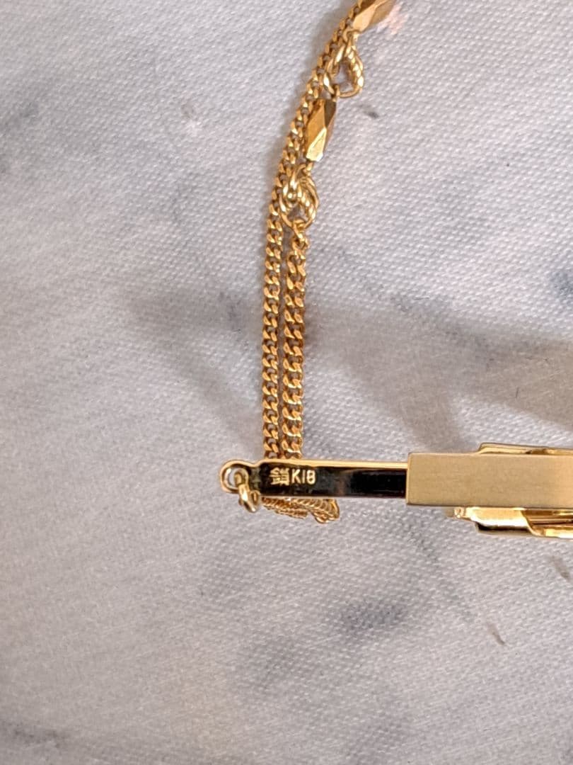 【Lion Star】ゴールド ネクタイピン チェーン付き スライド式 刻印