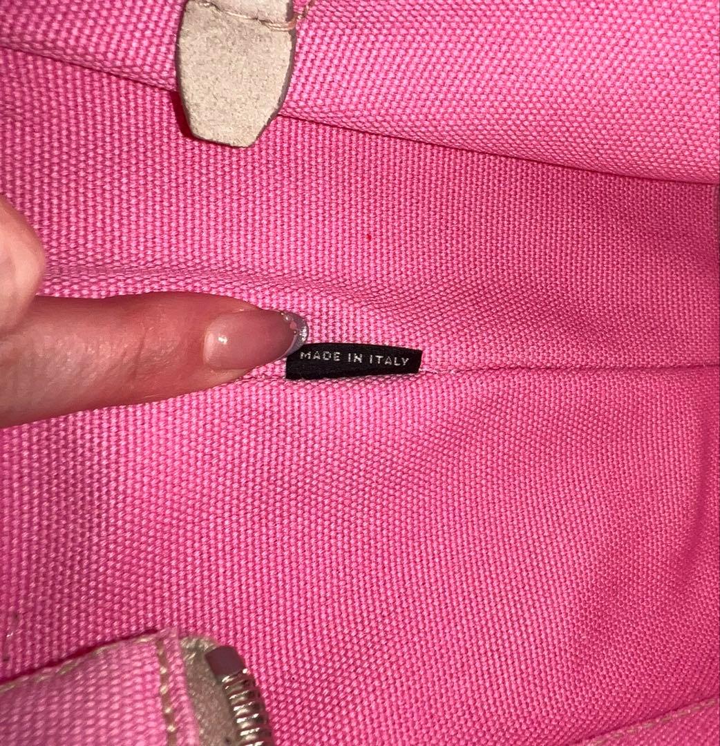 PRADAビーズ装飾ピンクかごバッグ