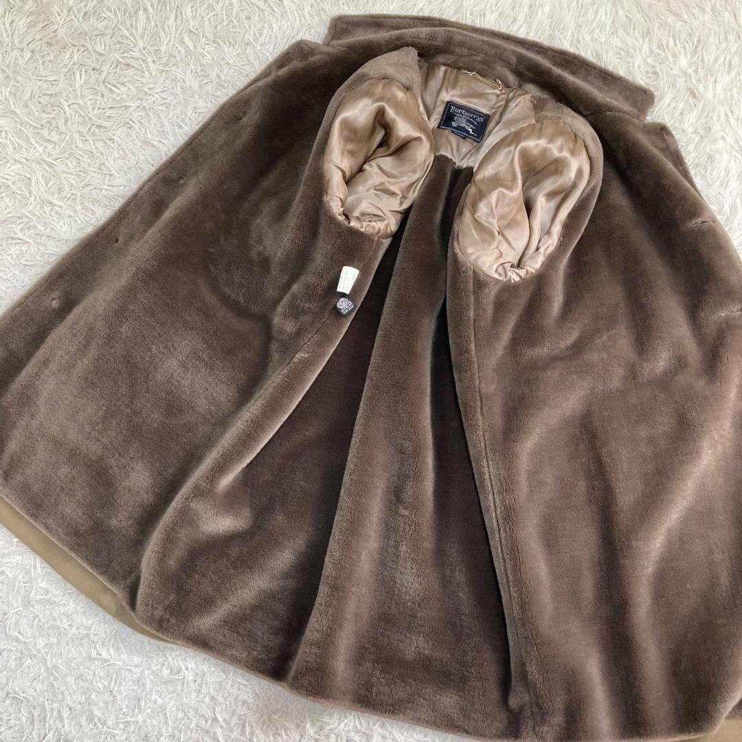 16563✨バーバリーズ 肉厚 ラムウール フェイクムートン ボアロングコート