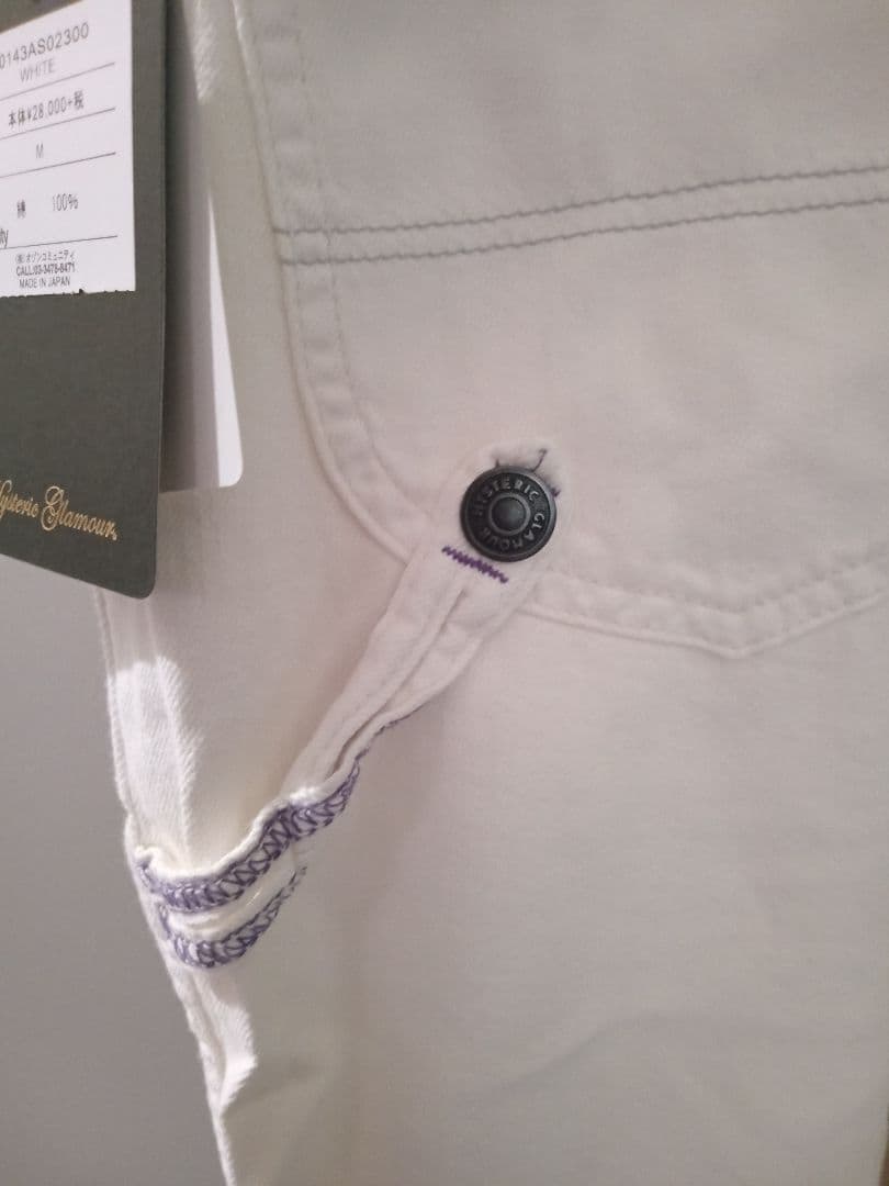 新品！【ヒステリックグラマー】ホワイトオーバーオール クロスバックデザイン