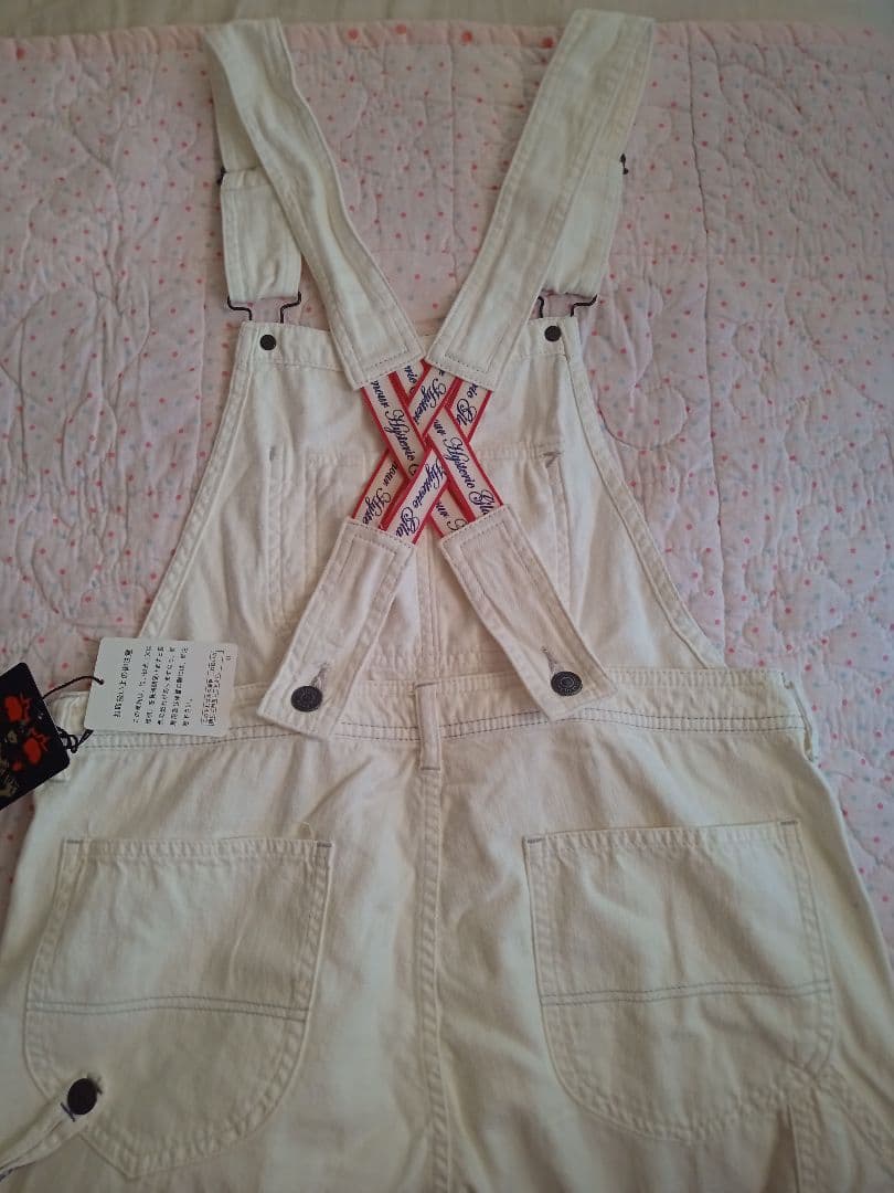 新品！【ヒステリックグラマー】ホワイトオーバーオール クロスバックデザイン