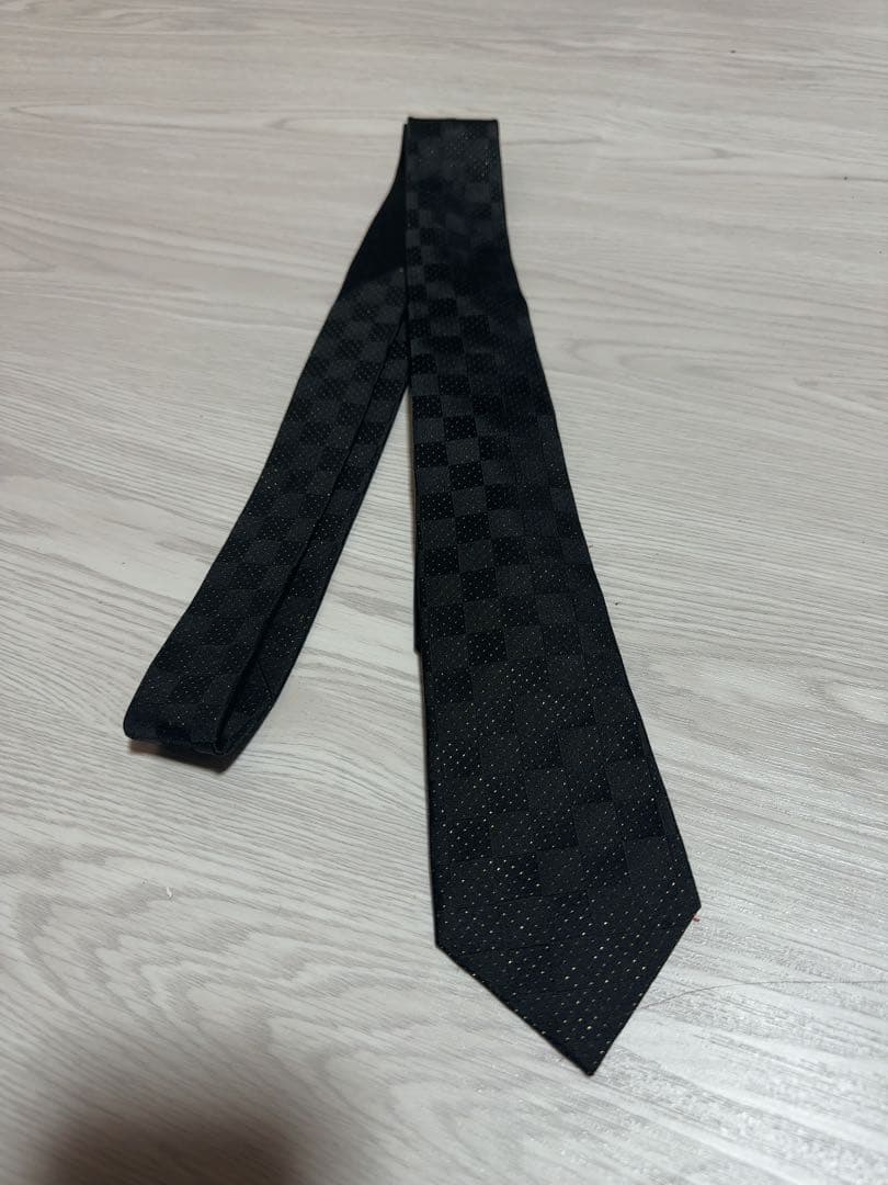 【正規品】LOUIS VUITTON ブラック チェック柄 ネクタイ