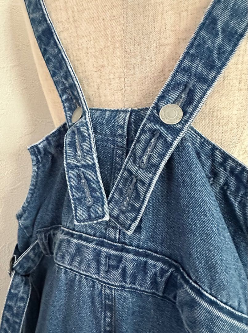 KHA:KI (カーキ) デニム Vネック オーバーオール