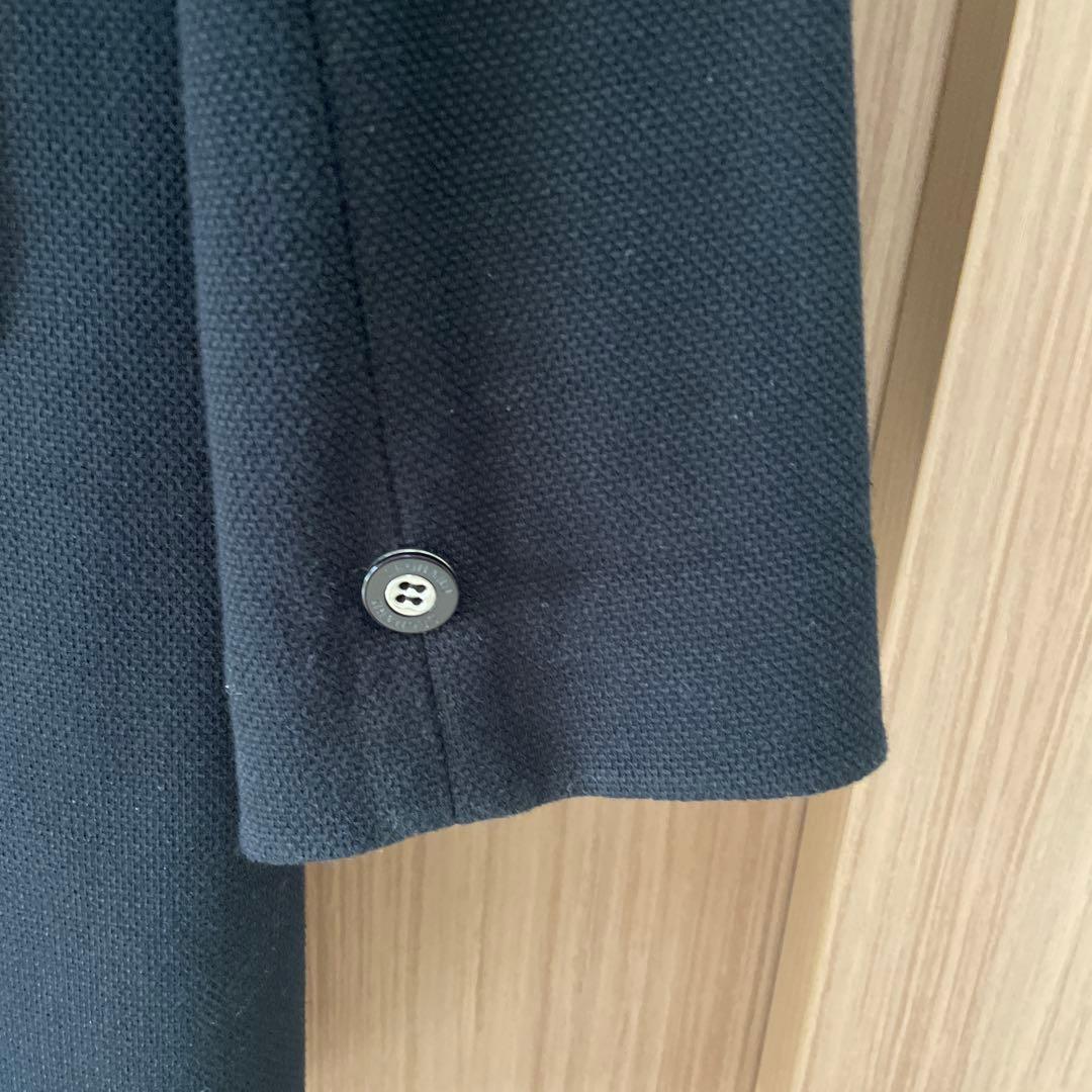 LEONARD 黒 チェスターコート フラワー襟