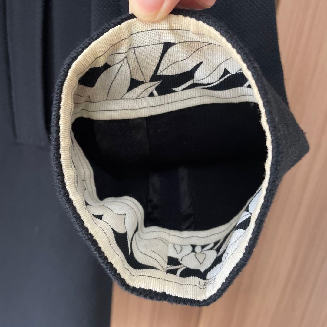 LEONARD 黒 チェスターコート フラワー襟