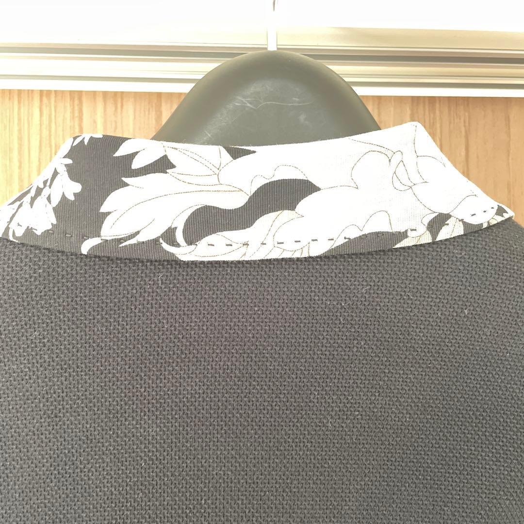 LEONARD 黒 チェスターコート フラワー襟