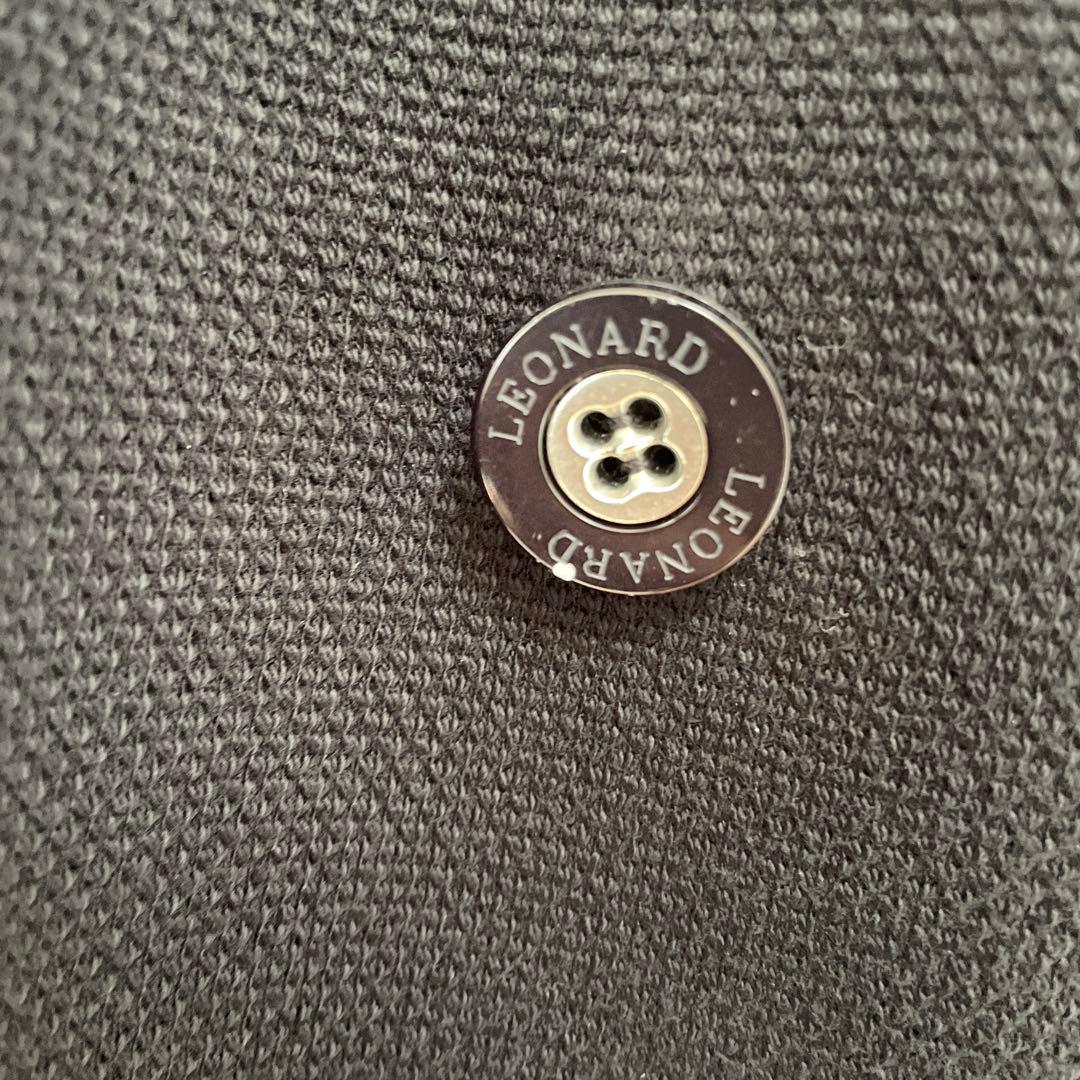 LEONARD 黒 チェスターコート フラワー襟