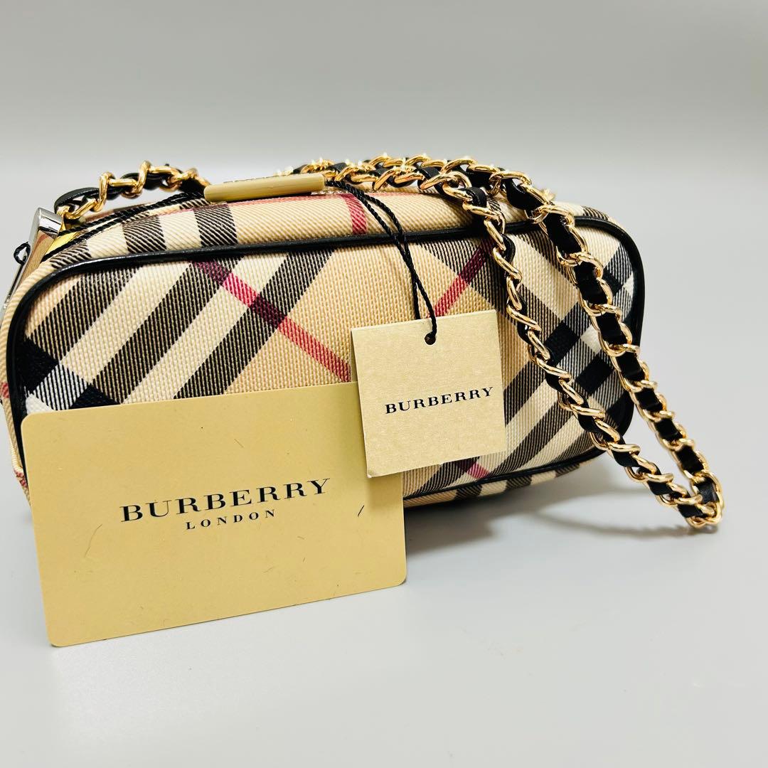 Burberry バーバリー ノバチェック PVC ショルダーバッグ チェーン