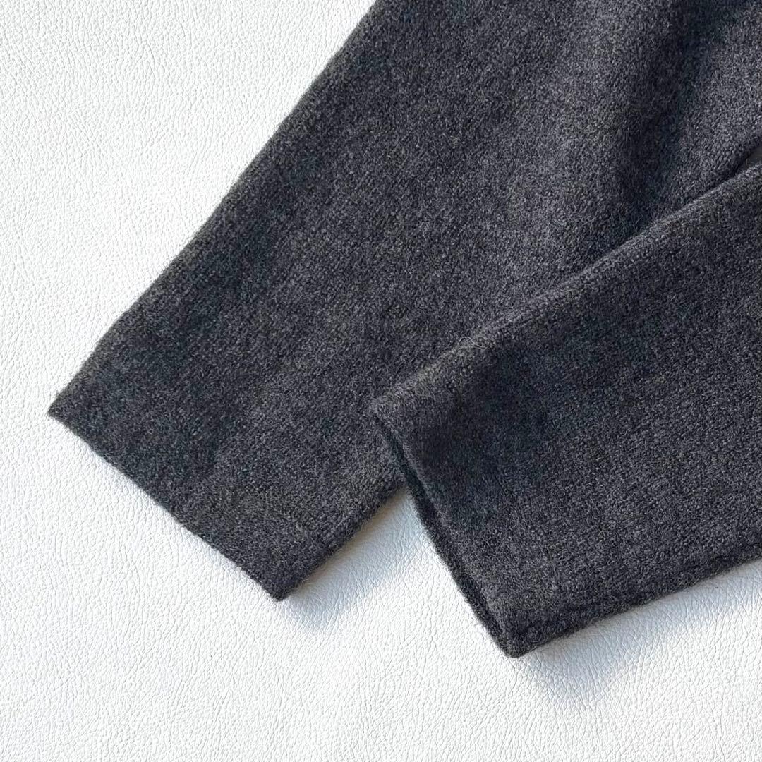 45R 圧縮ウール　ニットガウンコート　カシュクール　ベルト　チャコールグレー