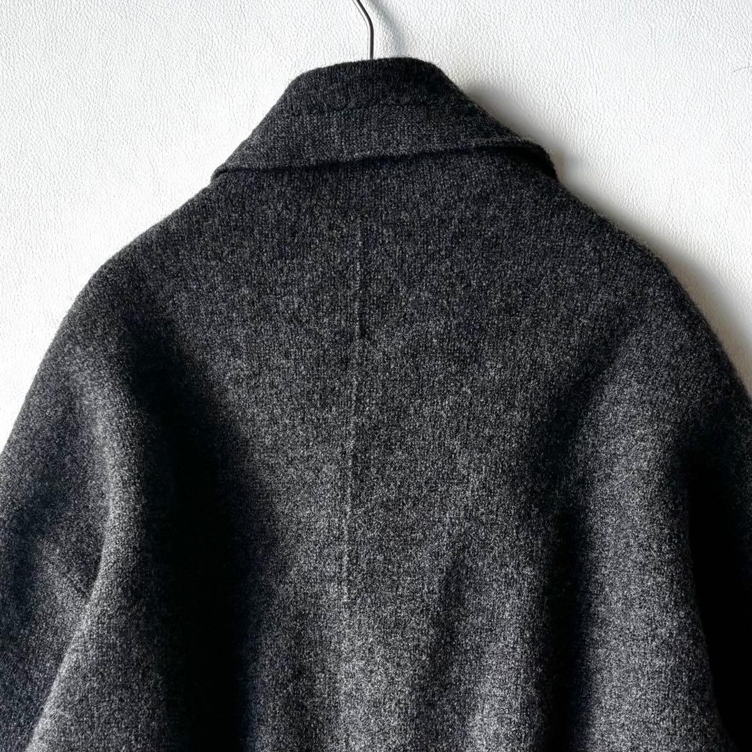 45R 圧縮ウール　ニットガウンコート　カシュクール　ベルト　チャコールグレー