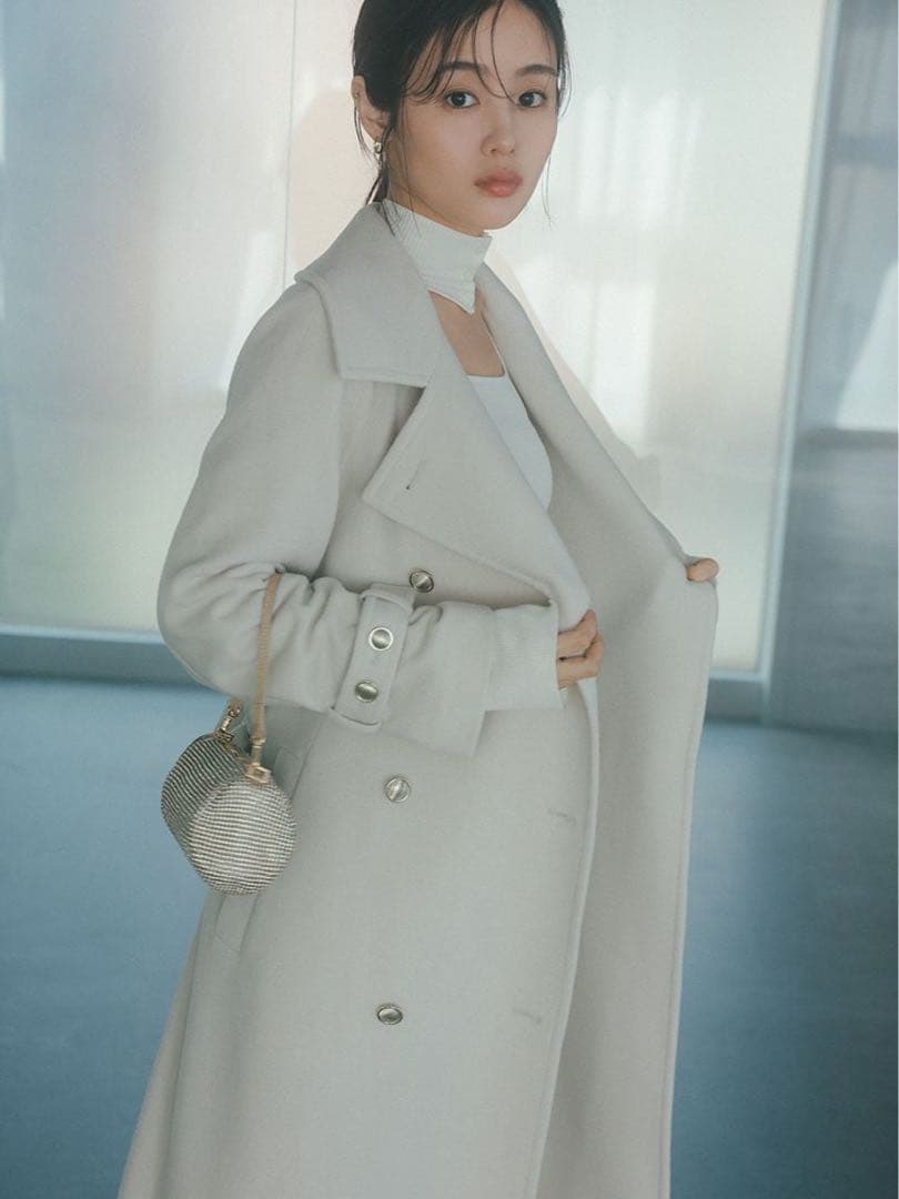 SNIDEL（スナイデル ）ウールカシミヤスタンドカラーコート　アイボリー