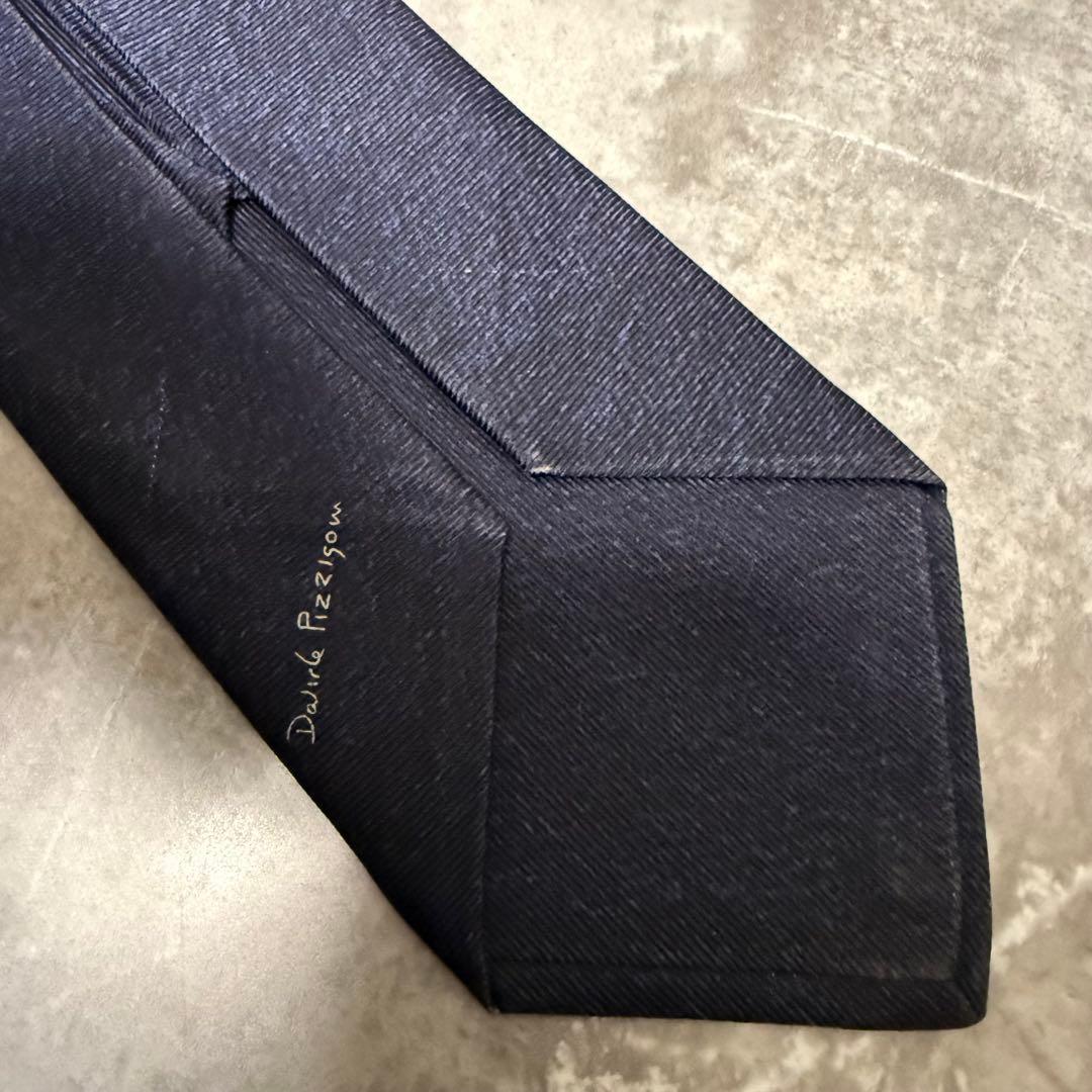 BVLGARI ブルガリ ネクタイ ソリッド 無地 セッテピエゲ ネイビー 紺色