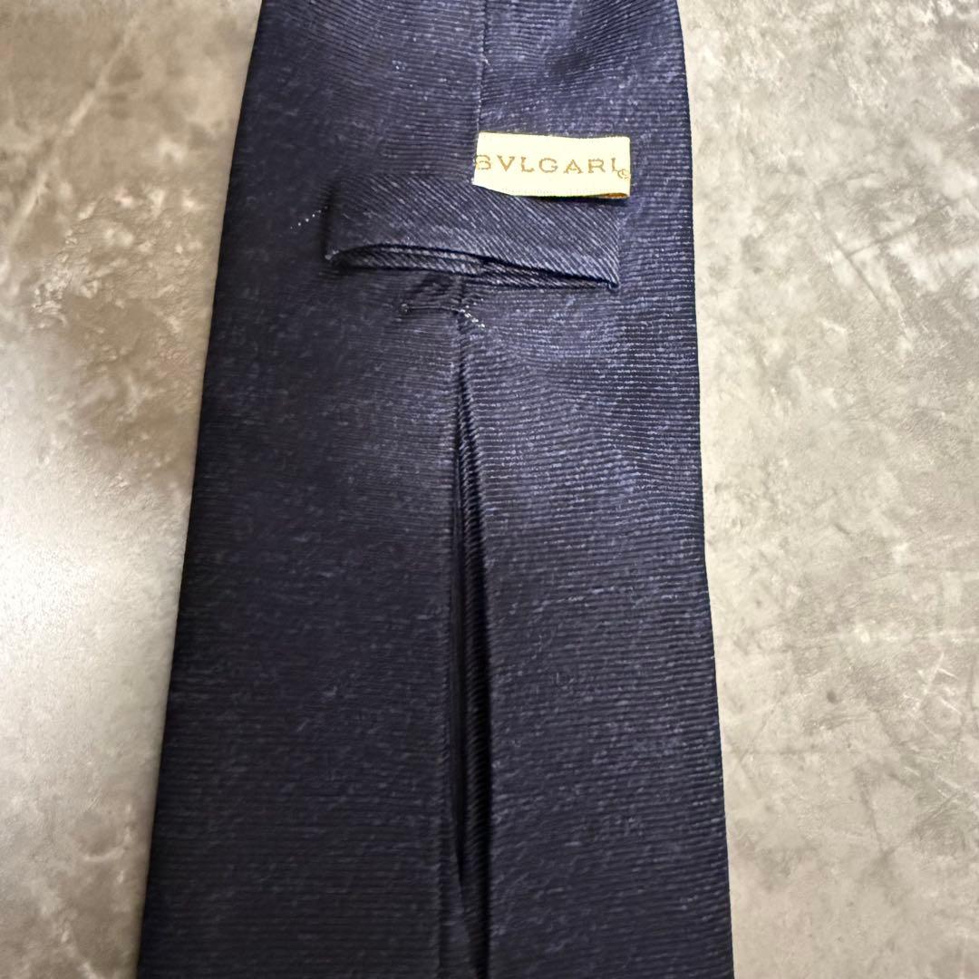 BVLGARI ブルガリ ネクタイ ソリッド 無地 セッテピエゲ ネイビー 紺色