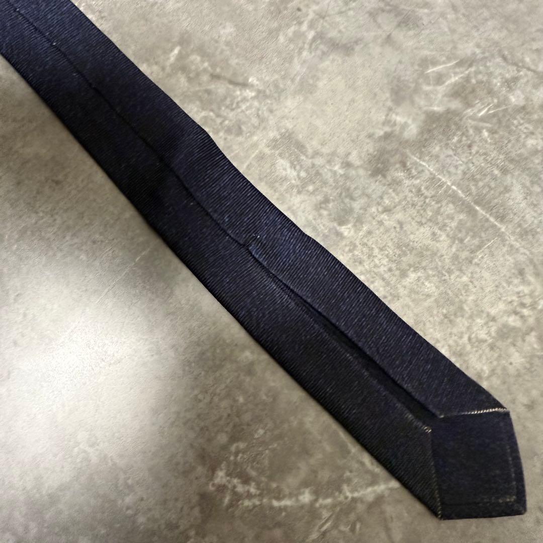 BVLGARI ブルガリ ネクタイ ソリッド 無地 セッテピエゲ ネイビー 紺色