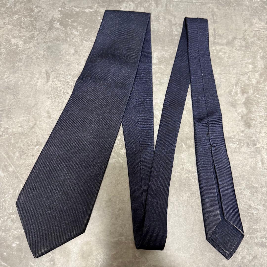 BVLGARI ブルガリ ネクタイ ソリッド 無地 セッテピエゲ ネイビー 紺色