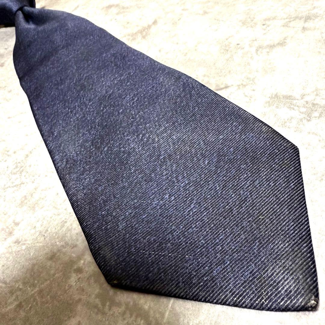 BVLGARI ブルガリ ネクタイ ソリッド 無地 セッテピエゲ ネイビー 紺色